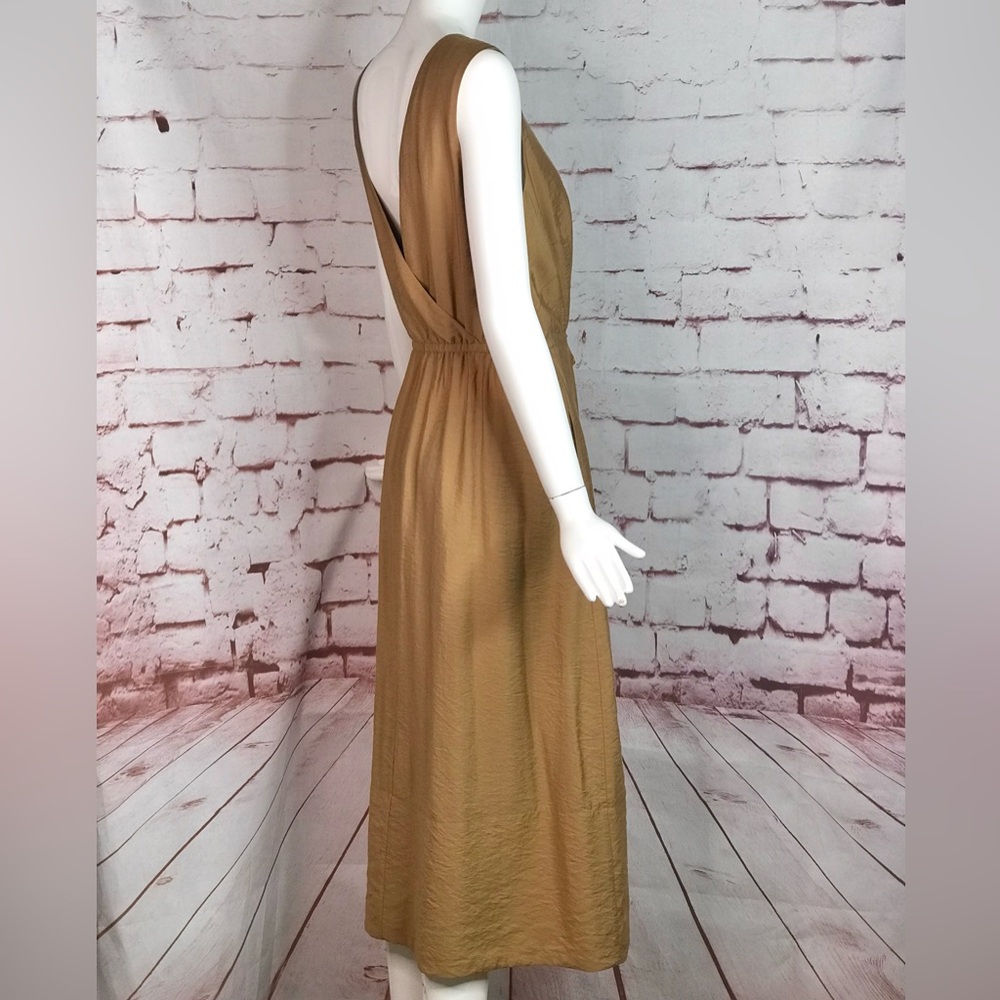 VINCE Cross-back Sleeveless Midi dress Caramel Brown M Size Medium New With Tags - Picture 16 of 16